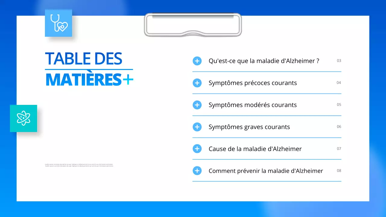 guide professionnel bleu de la maladie d'alzheimer