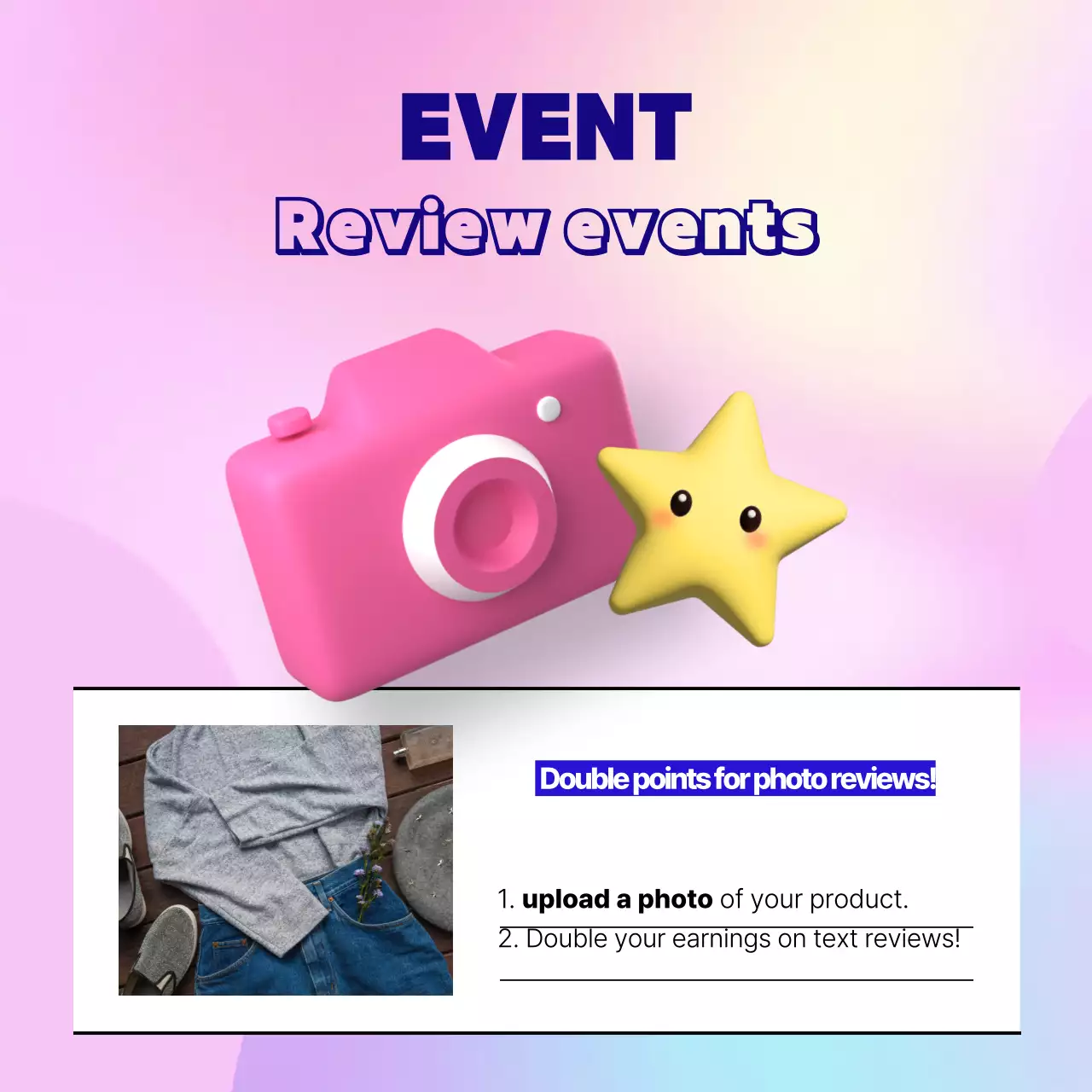 Pastel Modern Review Templates Anúncio Instagram Carrossel