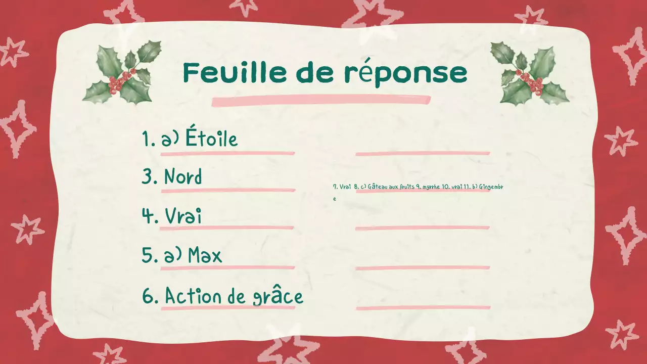 Illustration rouge Quiz de Noël Diaporama