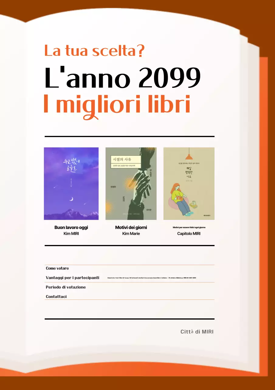 Semplice arancione e marrone per promuovere il voto del miglior libro dell'anno