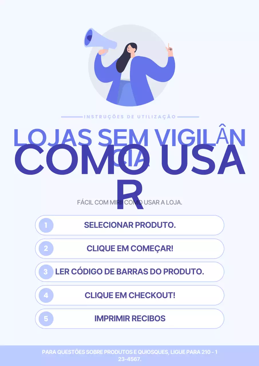 Guia do utilizador do lojista moderno azul claro