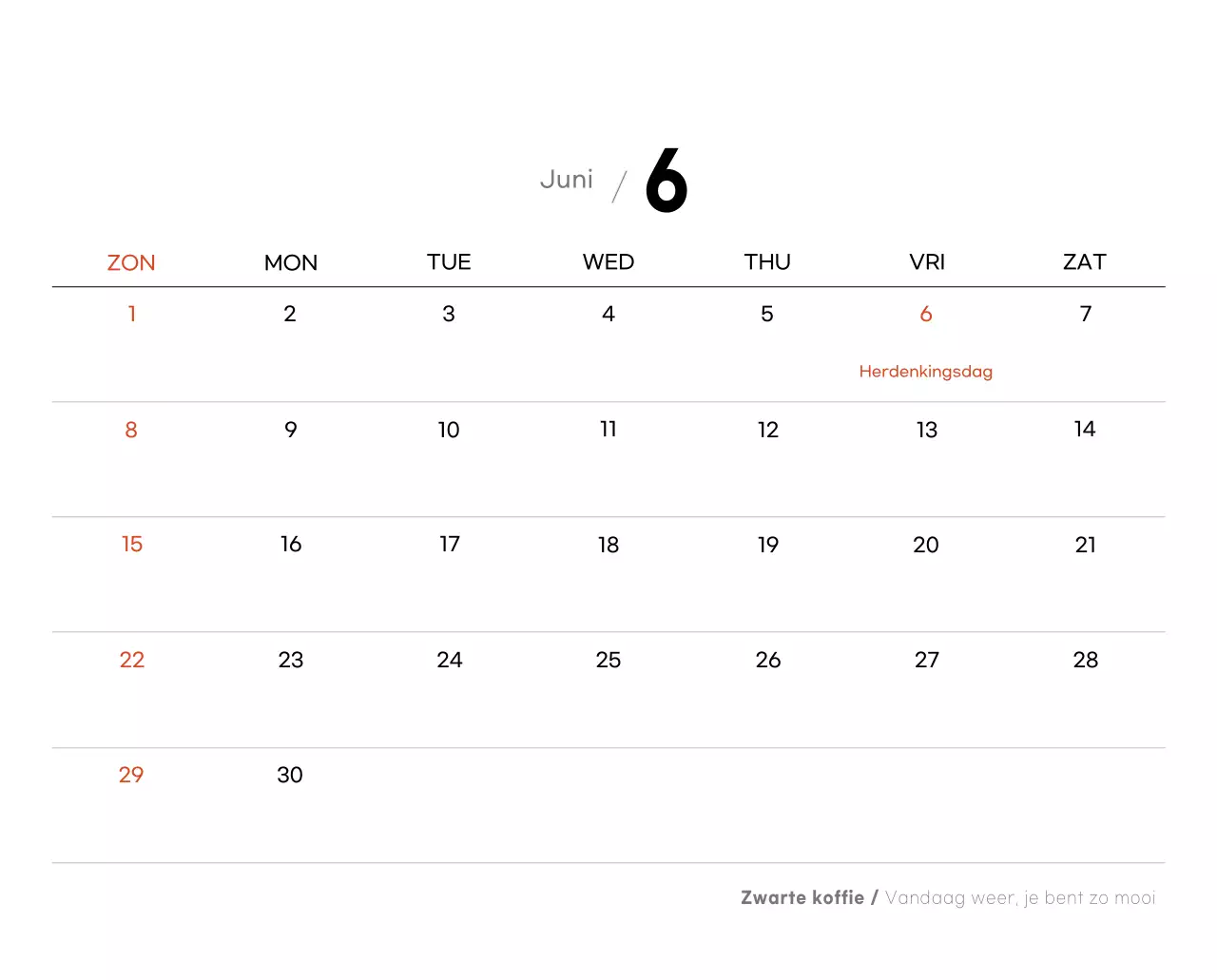 Grijze minimalistische koffiekalender