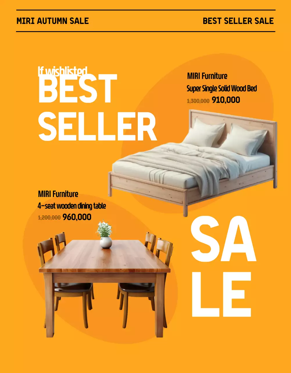 Cartaz promocional de móveis modernos laranja