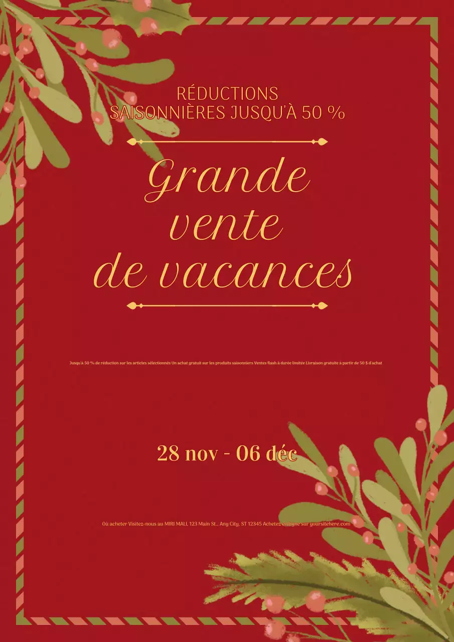 publicité traditionnelle rouge pour les fêtes de fin d'année