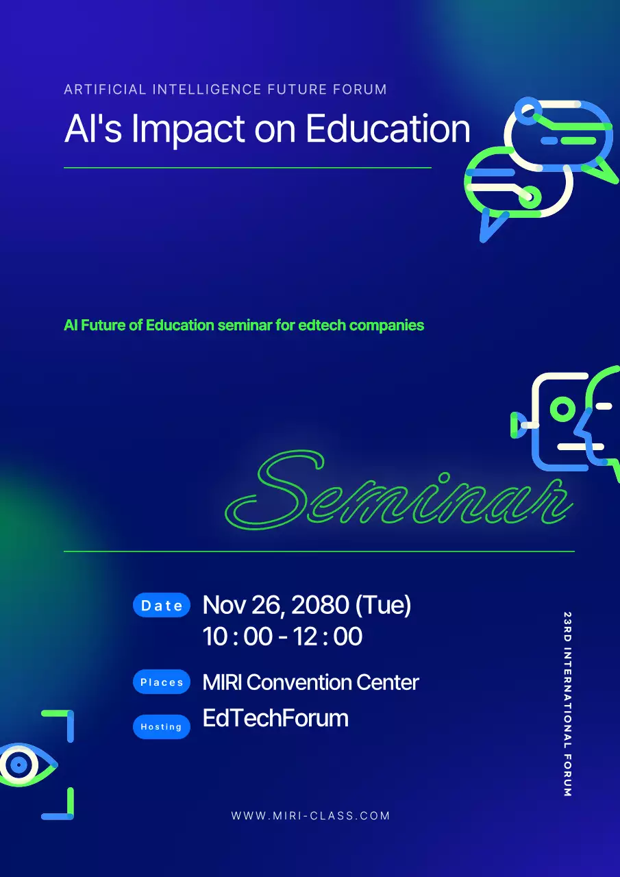 Poster thông báo Hội thảo Blue Modern Ai