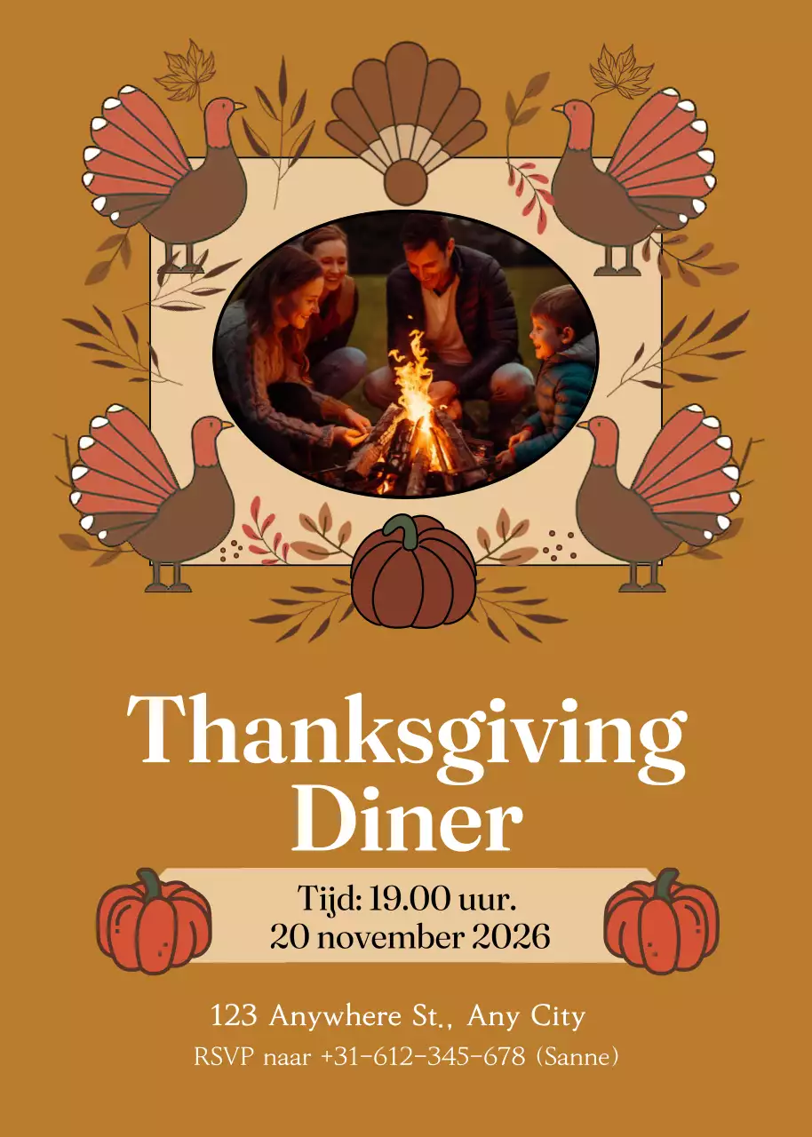 bruine traditionele uitnodiging voor Thanksgiving