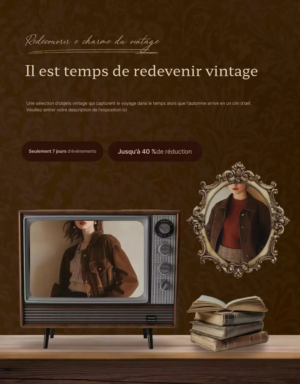 Promouvoir la vente d'articles de mode bruns et vintage