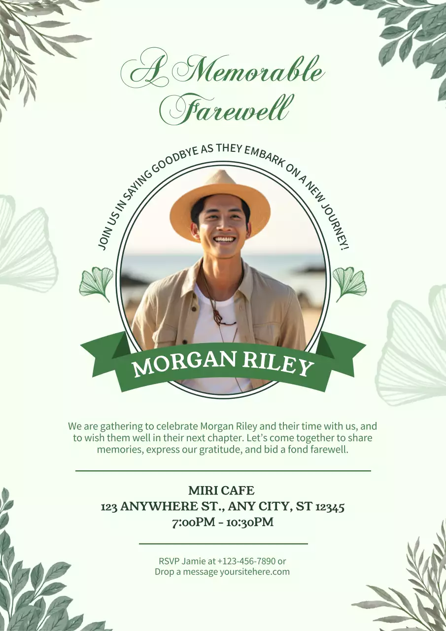 Green Elegant Farewell Invitation Poster
