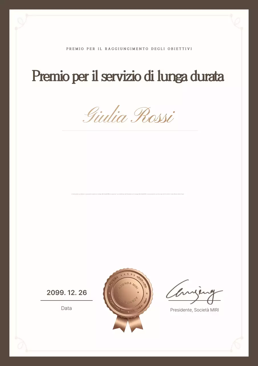 Distintivo di merito classico marrone