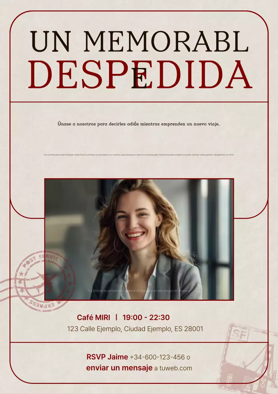 Sencilla invitación beige para una fiesta de despedida memorable