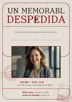 Sencilla invitación beige para una fiesta de despedida memorable