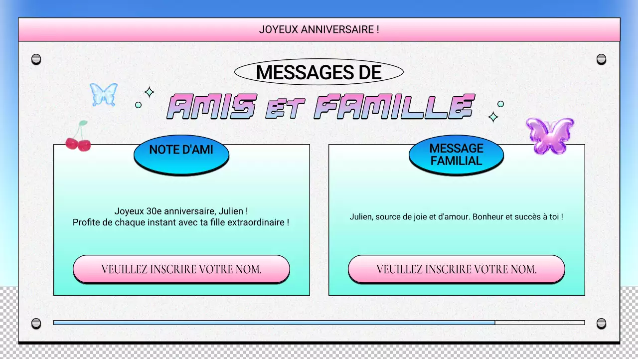 anniversaire rétro mauve