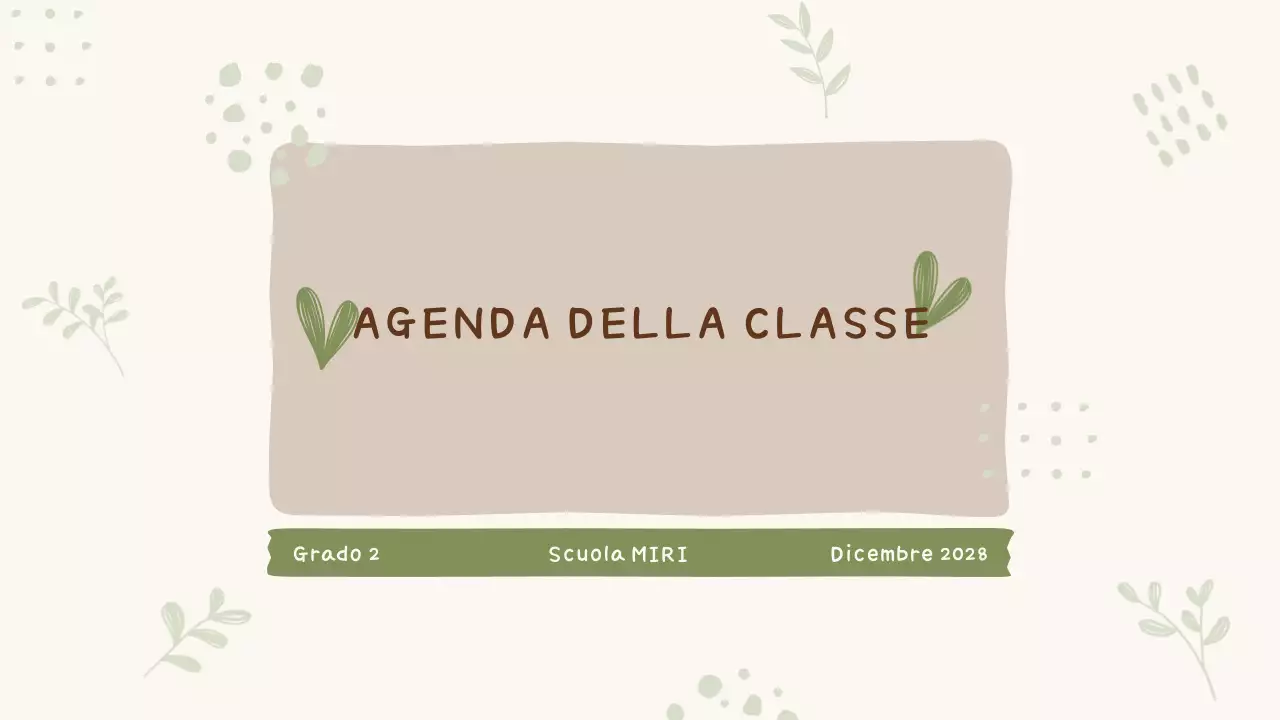 Presentazione dell'agenda della classe Pastello