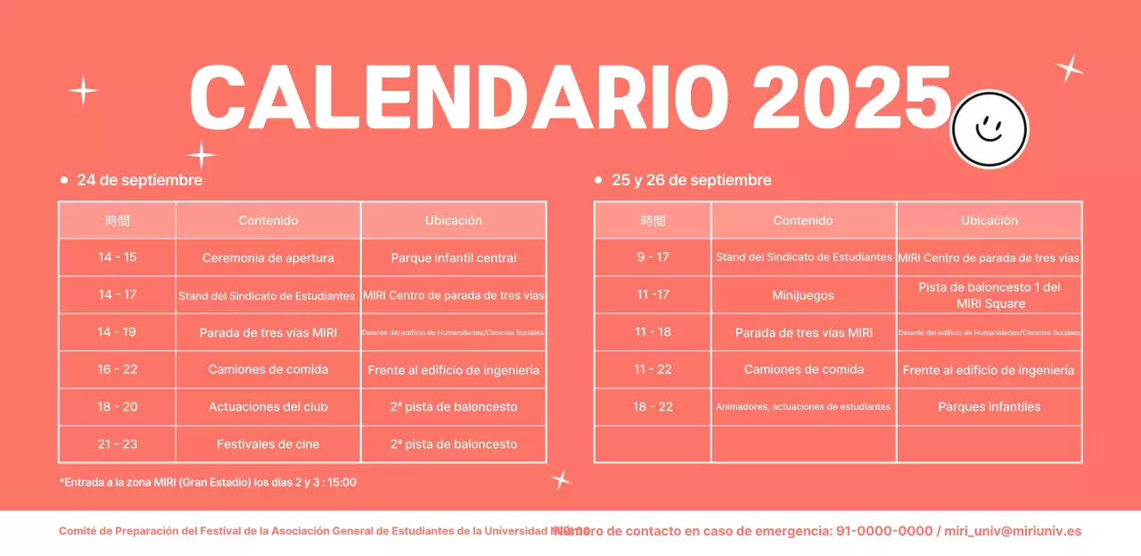 Cartel promocional del horario del Orange Pop University Festival