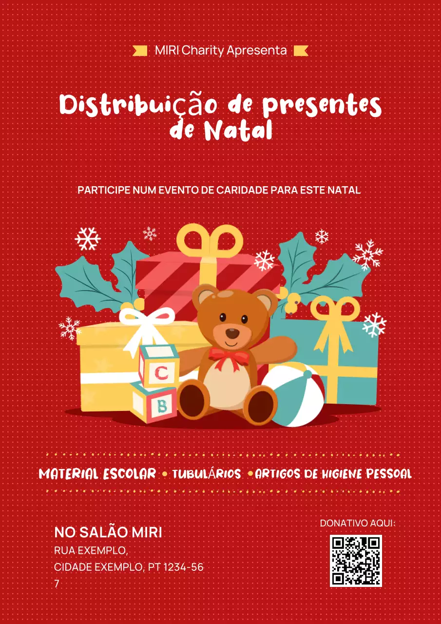 Campanha de recolha de presentes de Natal Red cute