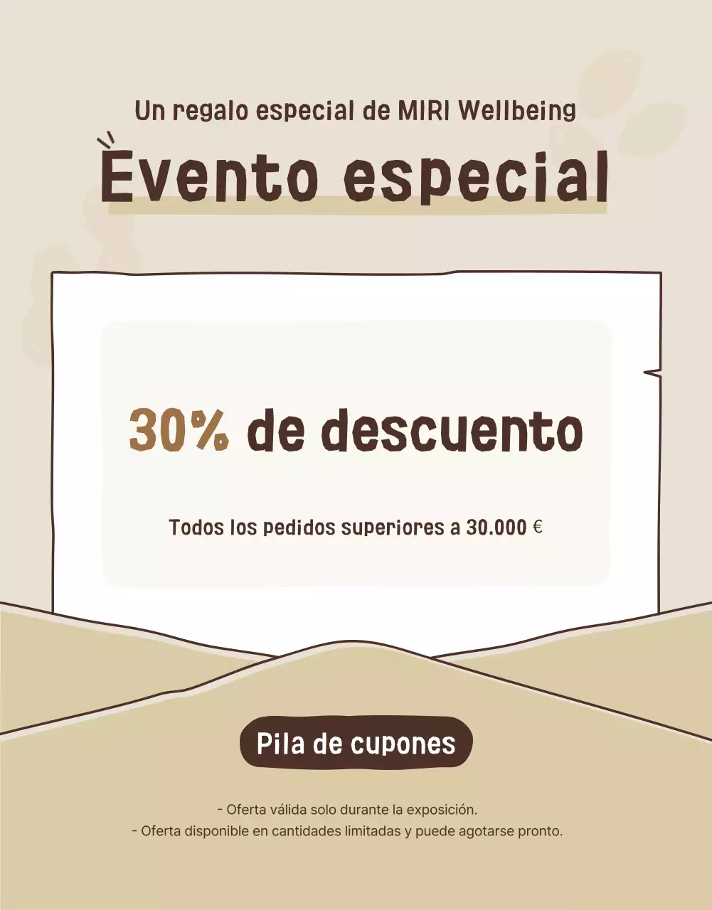 Promover una exposición de aperitivos saludables de color beige y marrón