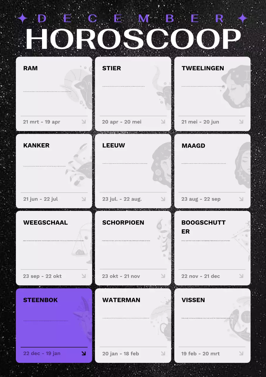 zwarte moderne horoscoop kalender