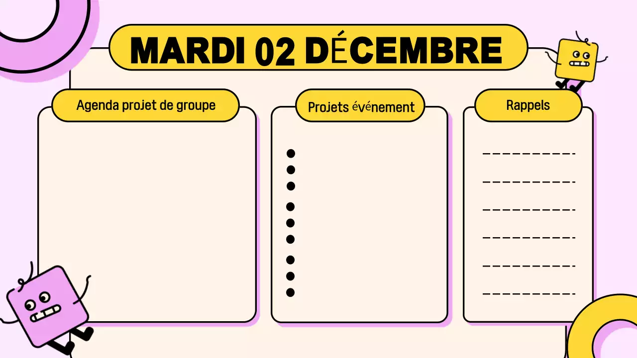 Présentation de l'agenda de la classe rose jaune ludique