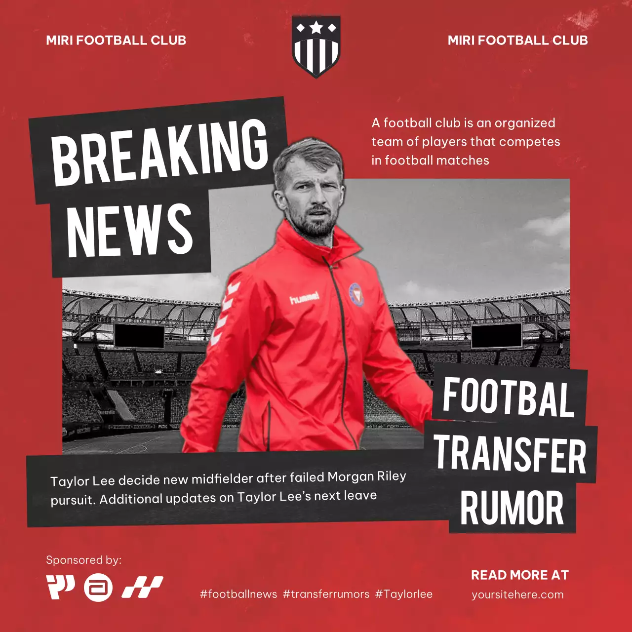 Red Modern Football Announcement Social Media Post