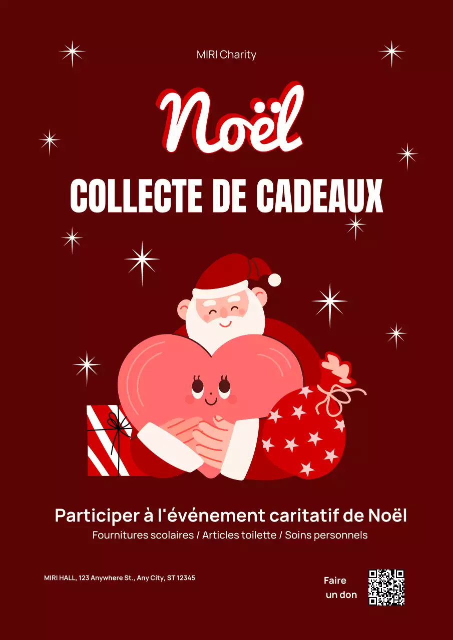 ILLUSTRATION COLLECTE DE CADEAUX DE NOËL POSTER WEB POUR LES FÊTES ÉVÉNEMENT CARITATIF
