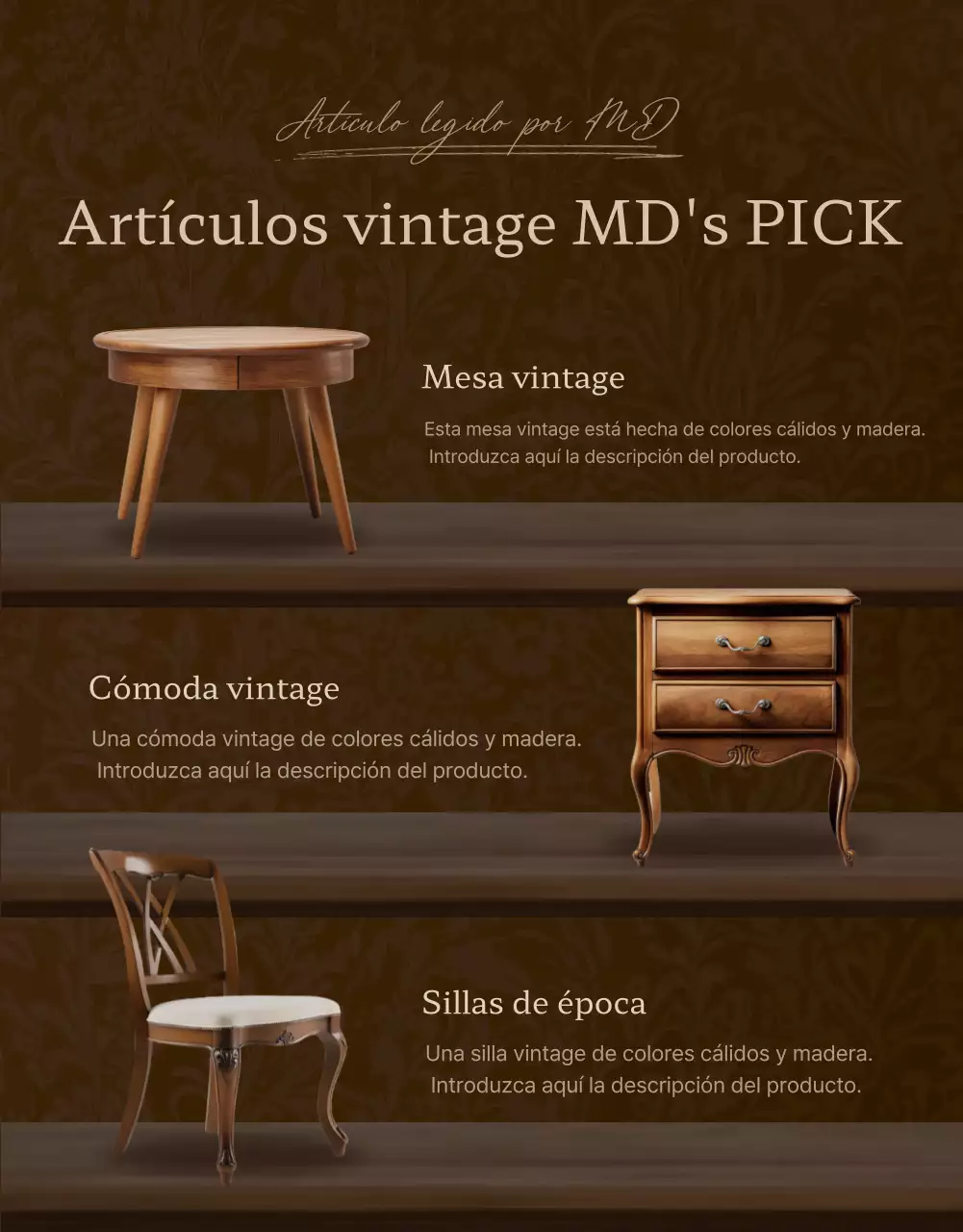 Promover la venta de artículos de moda marrón y vintage