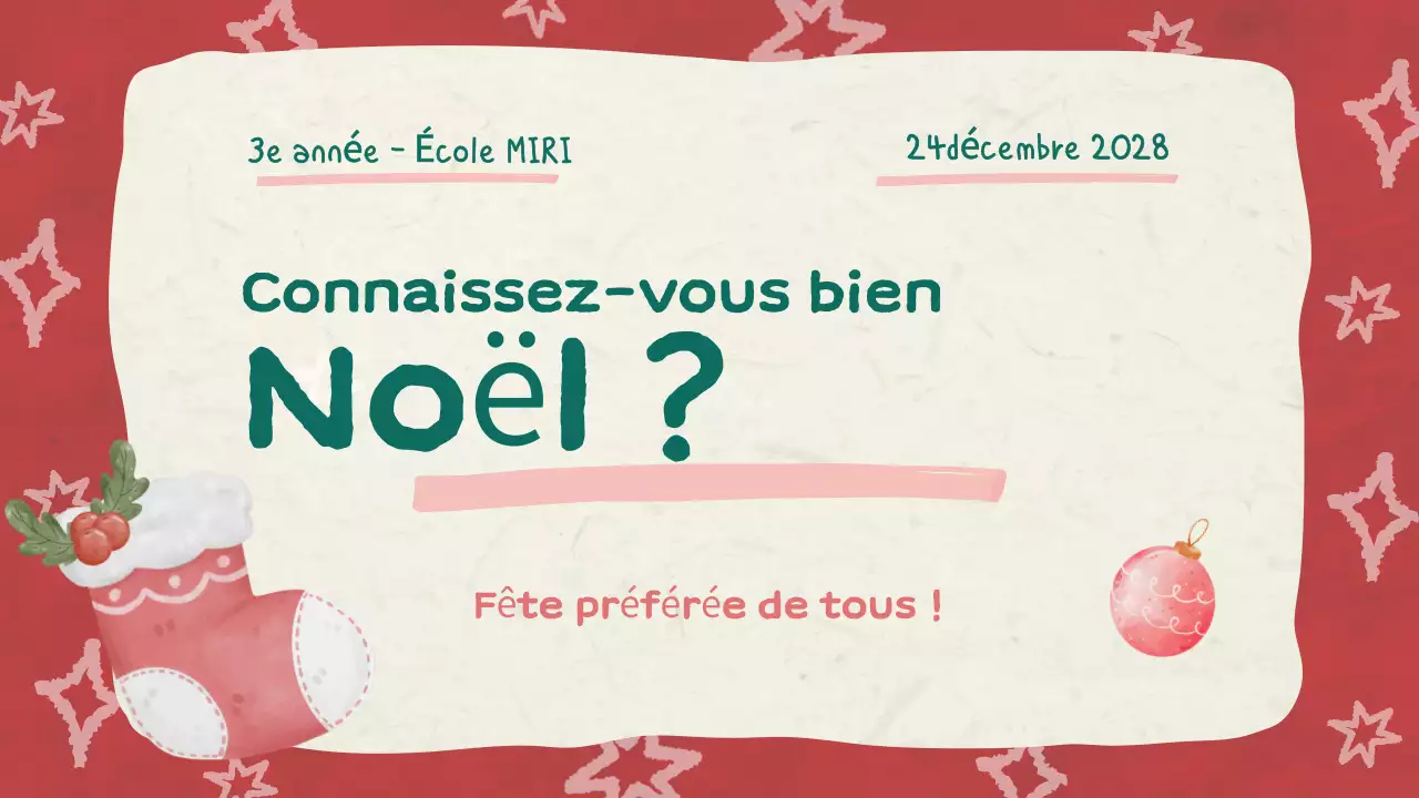 Illustration rouge Quiz de Noël Diaporama