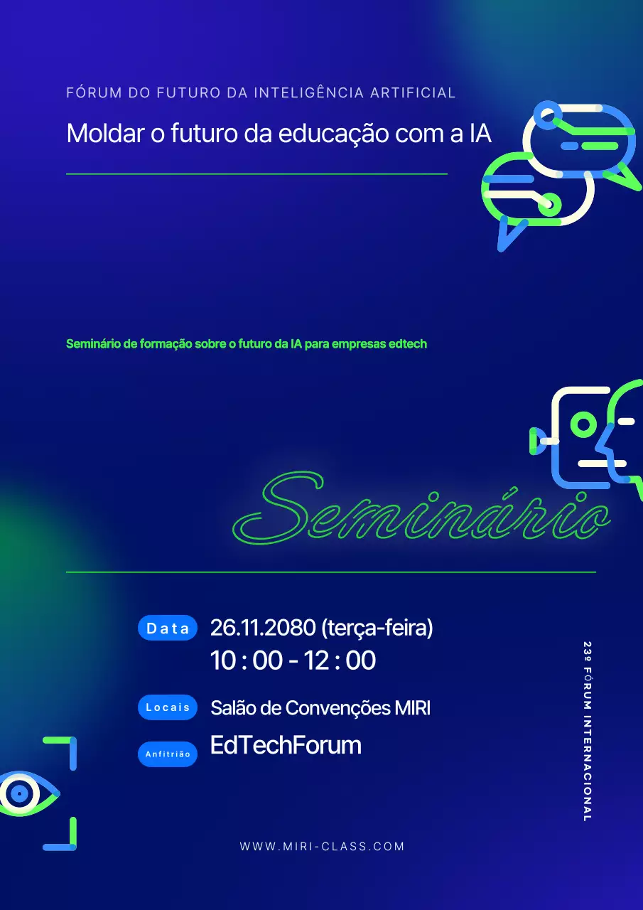 Promover seminários modernos em azul