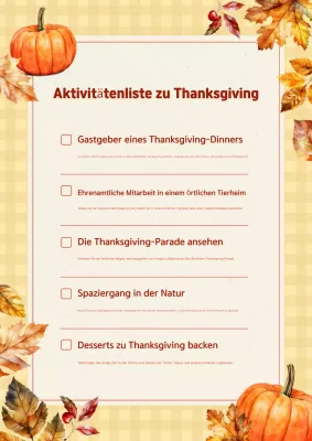 orange rustikale Danksagung Aktivität Urlaub Checkliste Poster