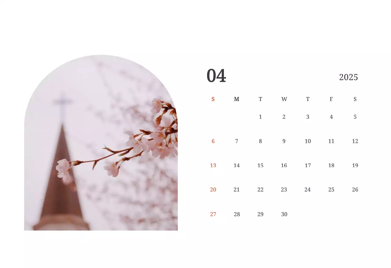 Un calendario fotografico con chiese in dipinti di paesaggio