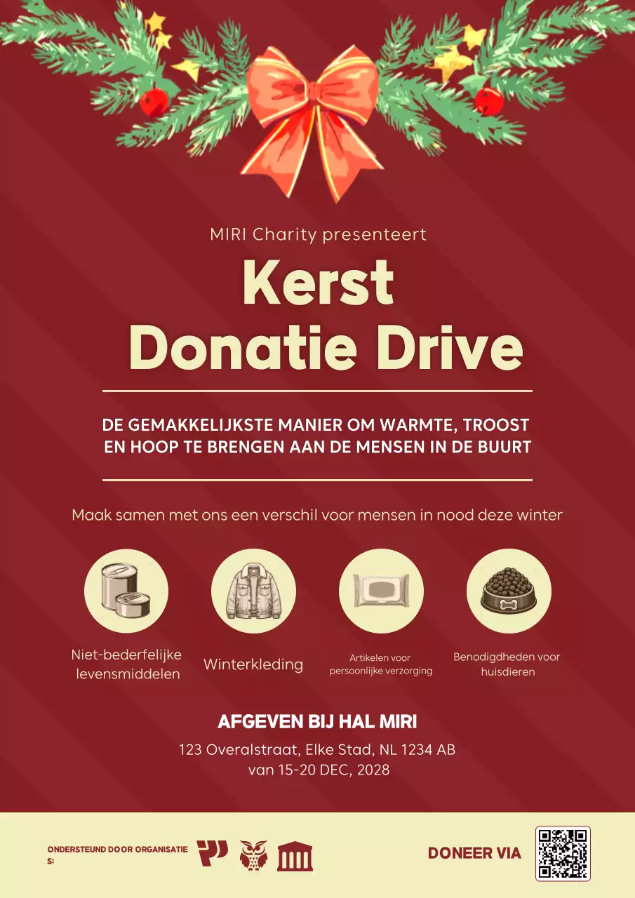 Aankondiging van de Rode Feestelijke Kerstdonatiedienst