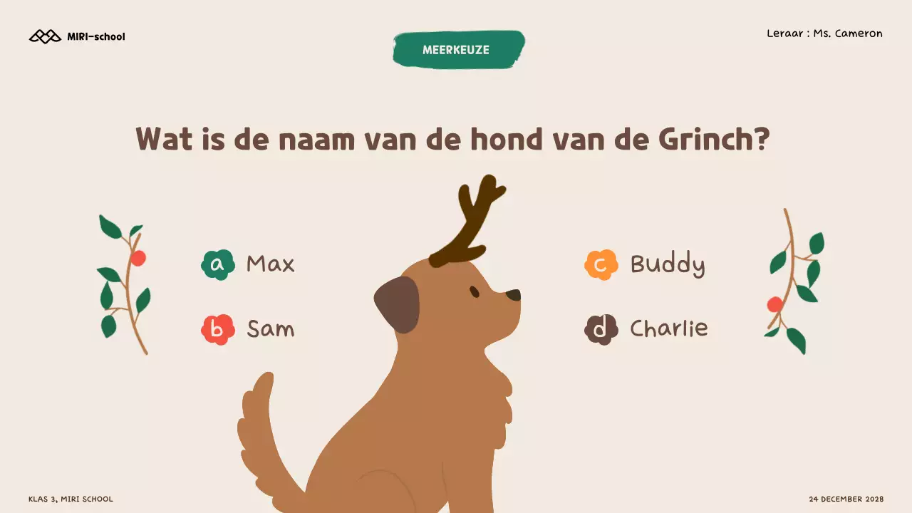 Illustratieve kerstquiz voor kinderen en scholieren