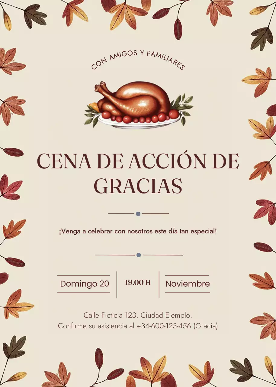 Invitación Acción de Gracias beige clásica