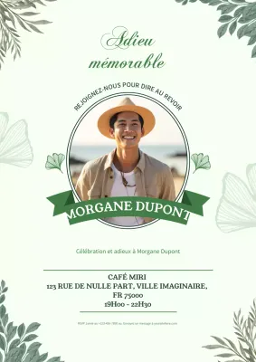 Affiche d'invitation d'adieu verte et élégante