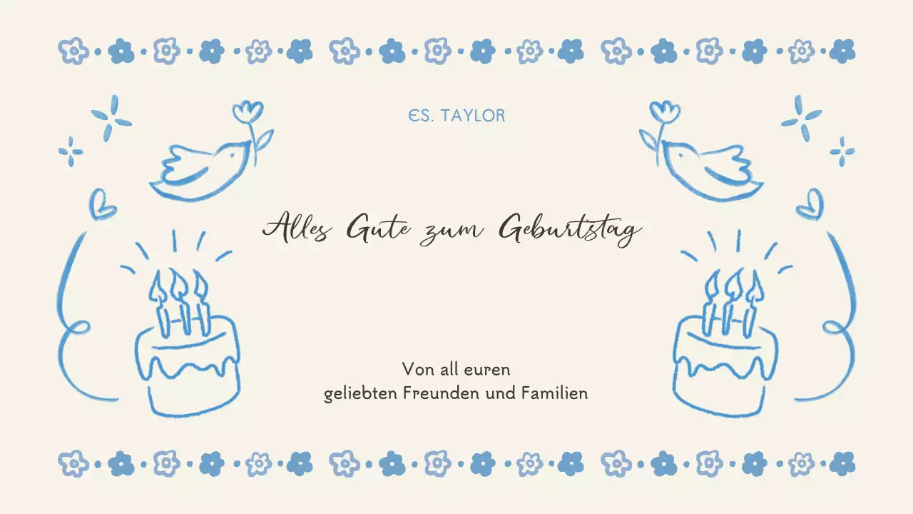 blau geblümt Geburtstag Veranstaltung