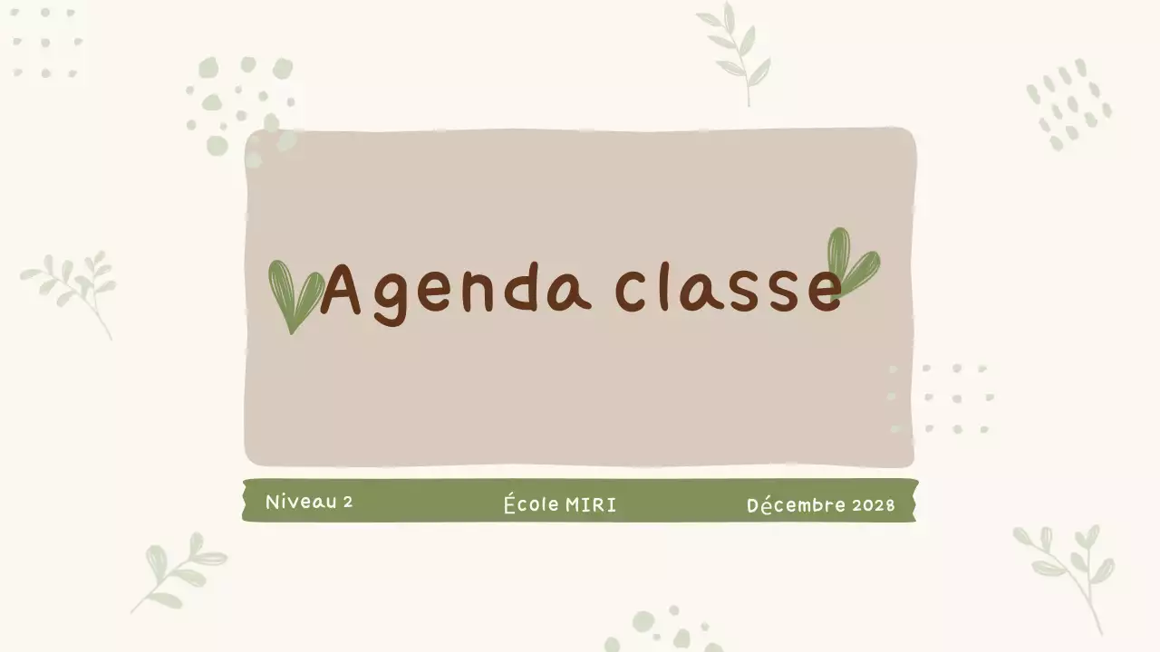 Présentation de l'agenda de la classe Pastel