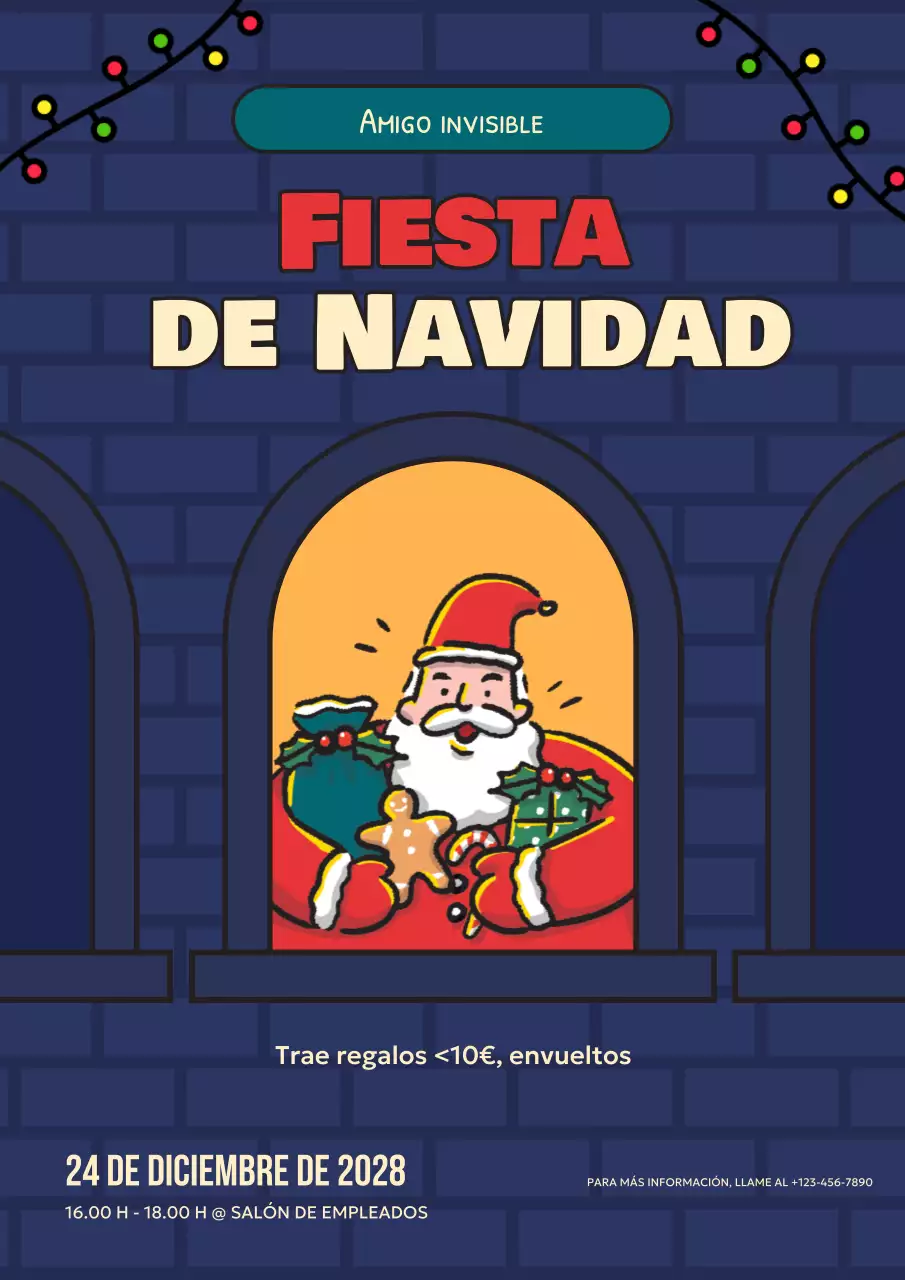 Invitación de Navidad retro azul