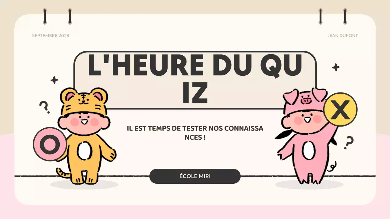 matériel de quiz sur l'animation rose