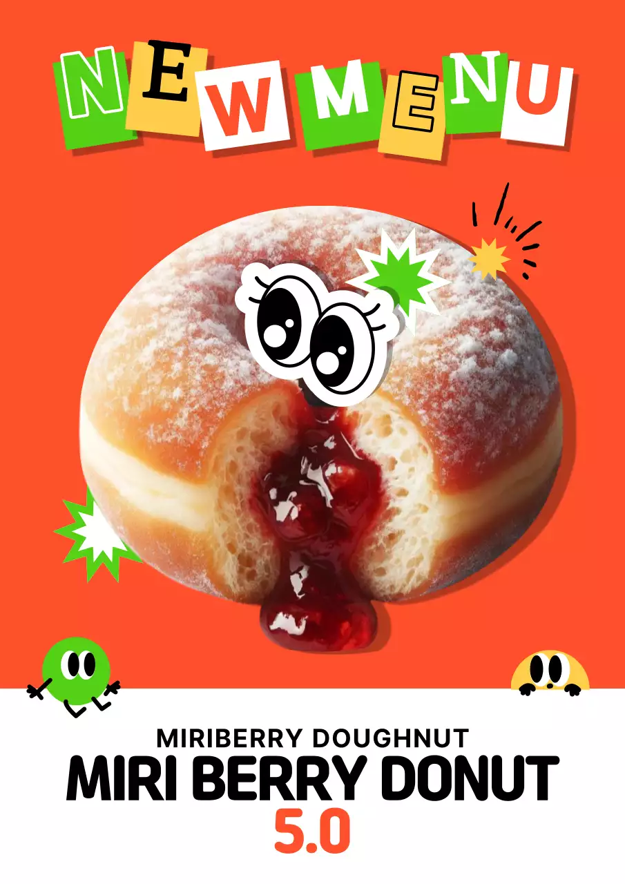 Poster quảng cáo bánh rán vui tươi màu cam