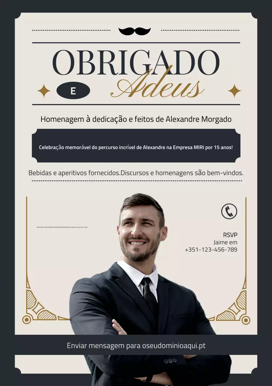 convite de despedida elegante bege