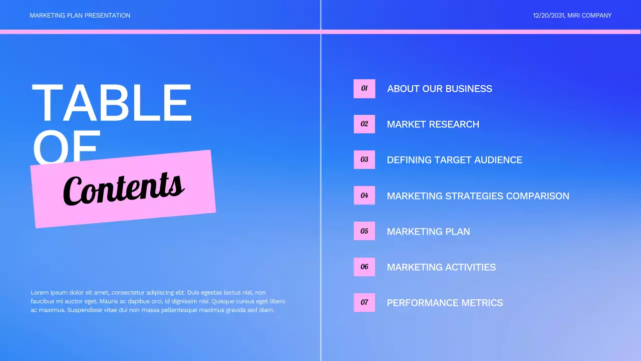 블루 모던 마케팅 계획 프레젠테이션