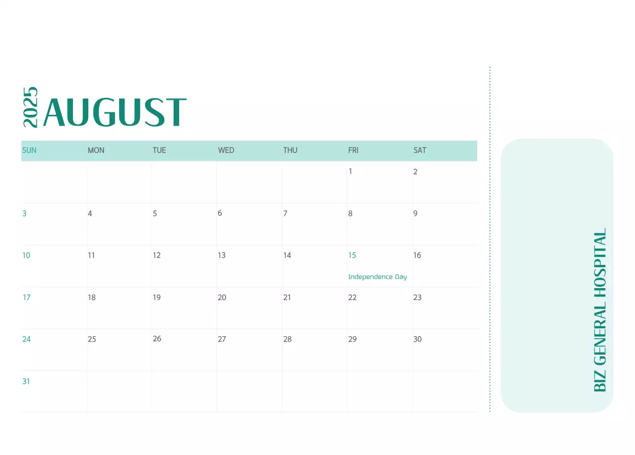 Kalender rumah sakit dalam bingkai foto hijau