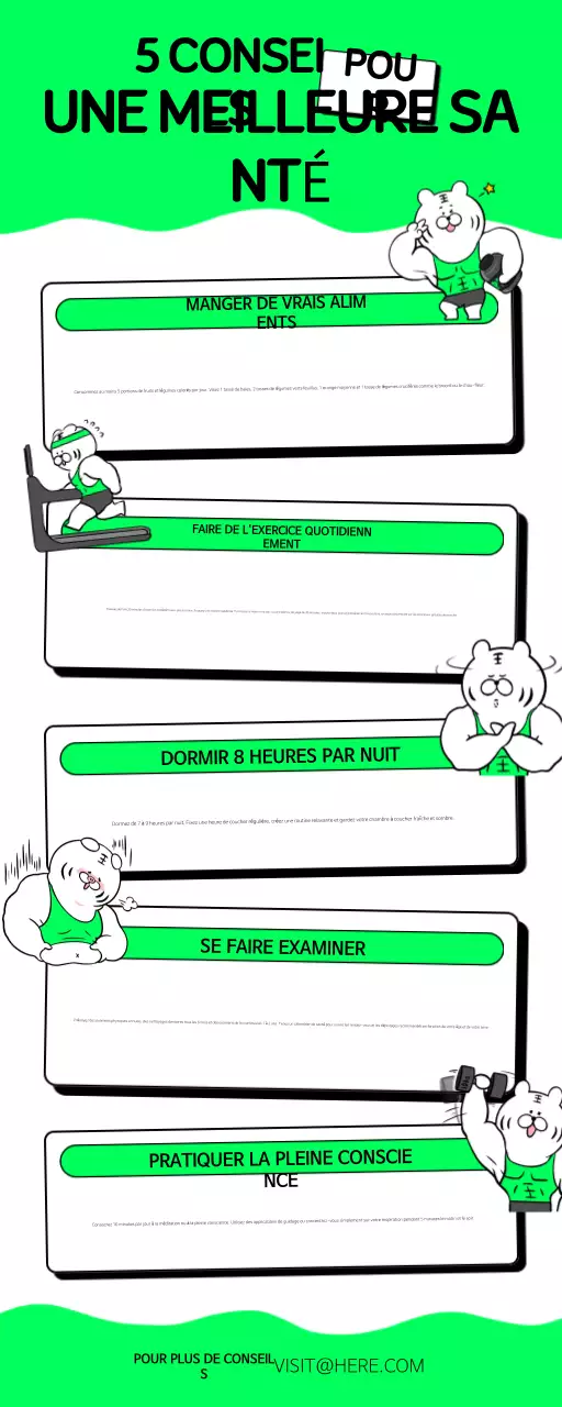 Infographie sur les conseils de santé vert et blanc