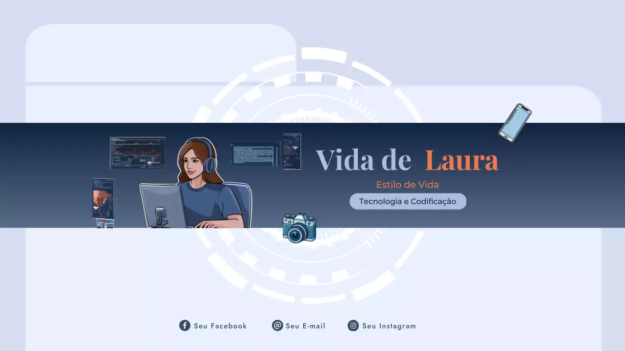 azul moderno tecnologia vlog canal do youtube arte