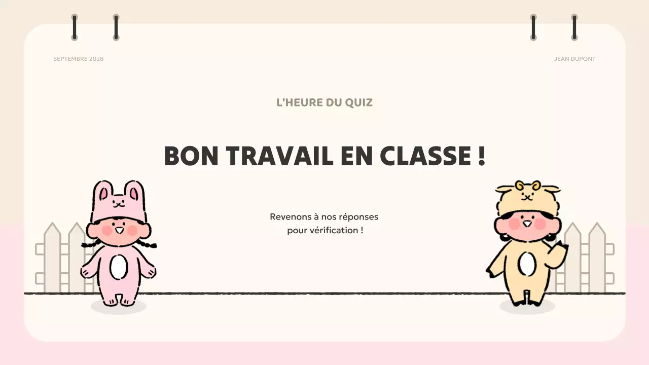 matériel de quiz sur l'animation rose