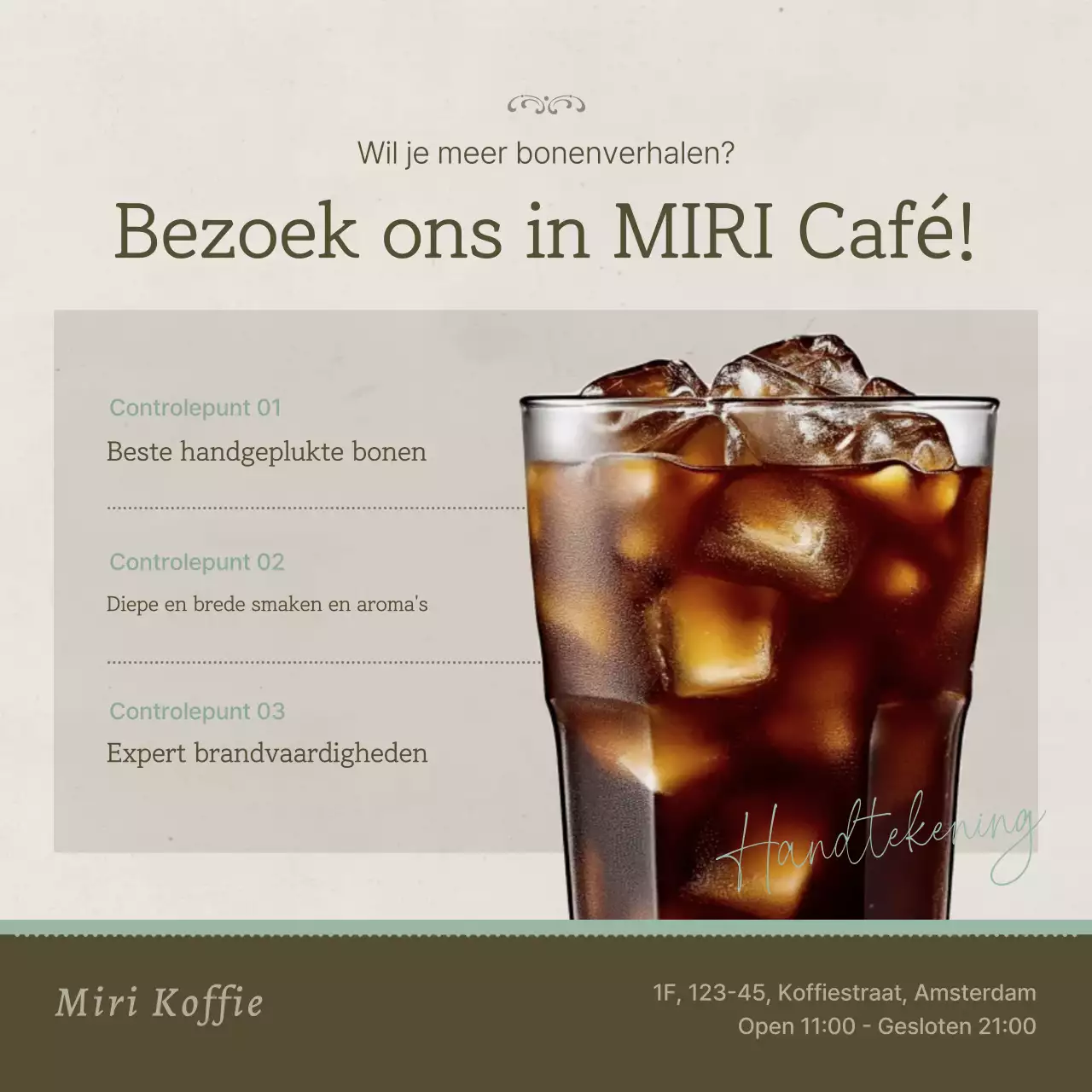 Promoot een vintage café in lichtblauw en bruin