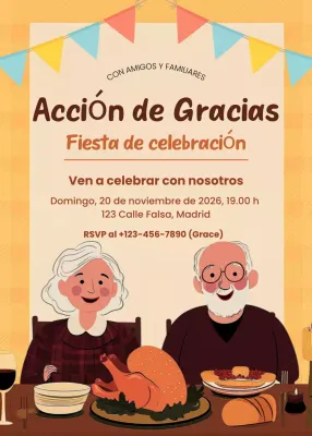 invitación naranja vintage para acción de gracias