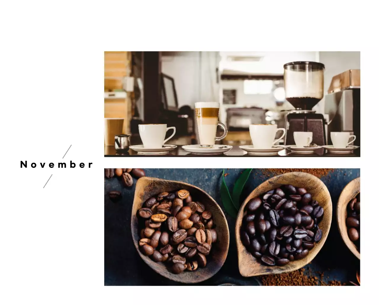 Grijze minimalistische koffiekalender