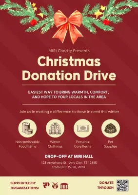 Red Traditional Donation Announcement Poster