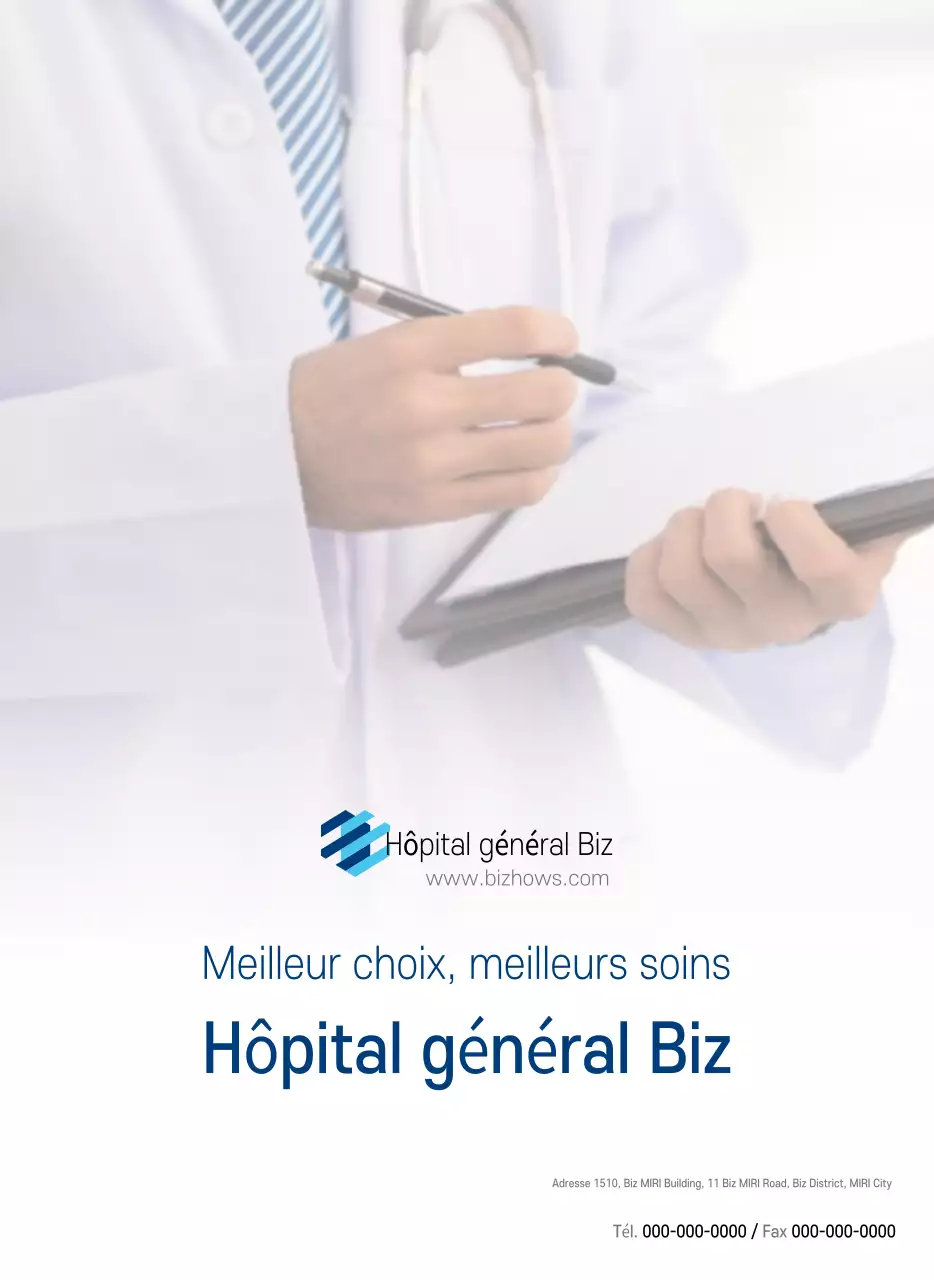 Calendrier promotionnel d'hôpital simple blanc marine