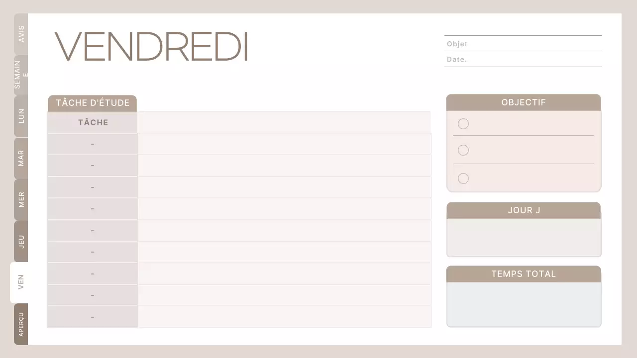 agenda de classe minimaliste beige calendrier